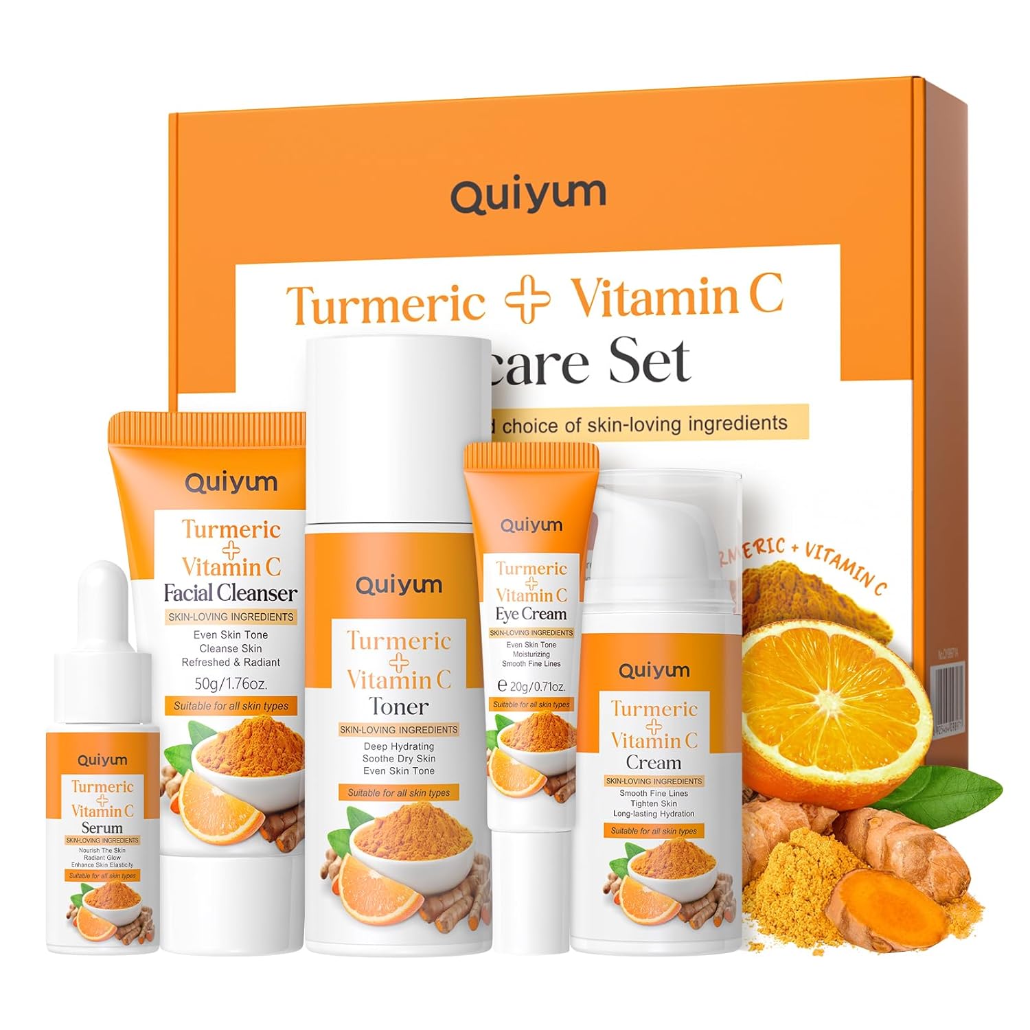 QUIYUM Turmeric VC Skincare Set for Glowing Skin