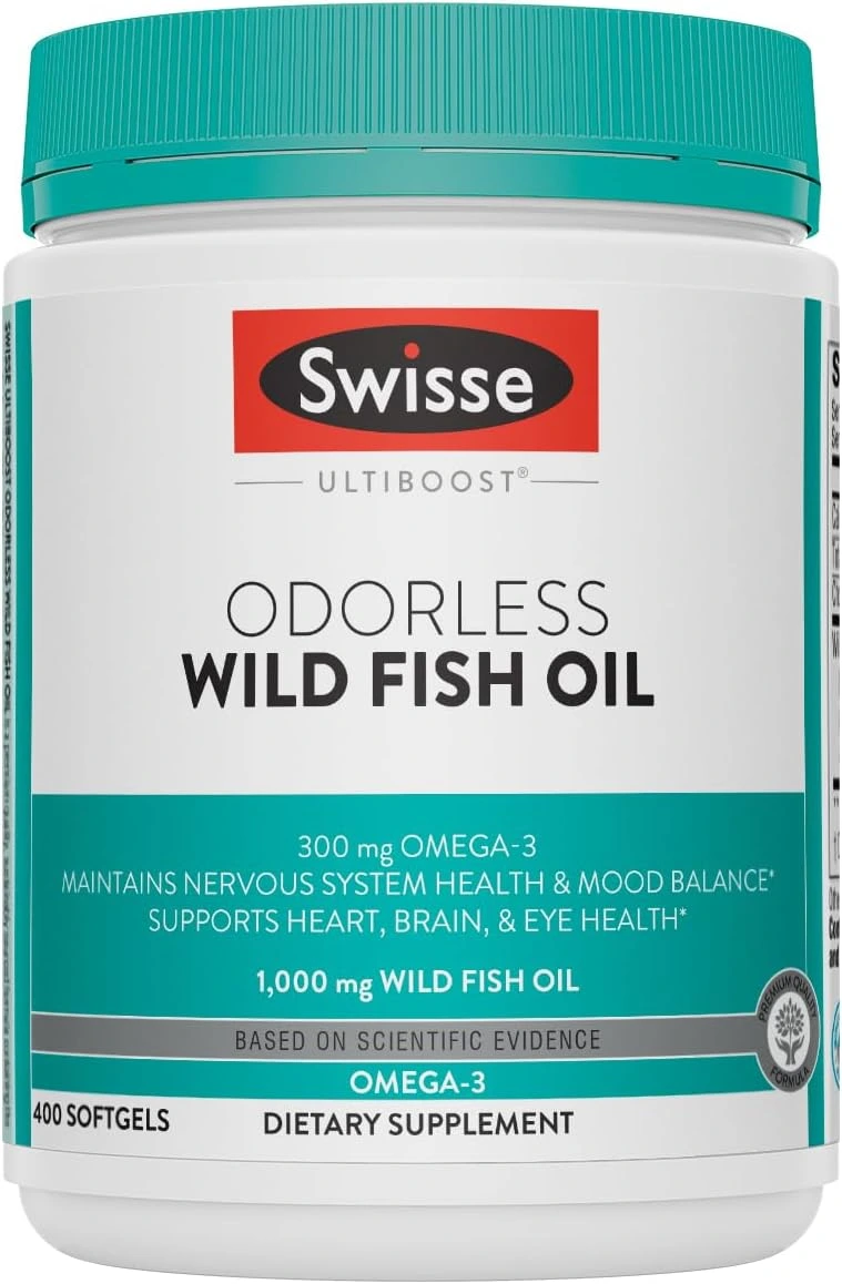Swisse Ultiboost Odorless Wild Fish Oil 400 softgels – Omega-3 supplement for heart, brain & eye health