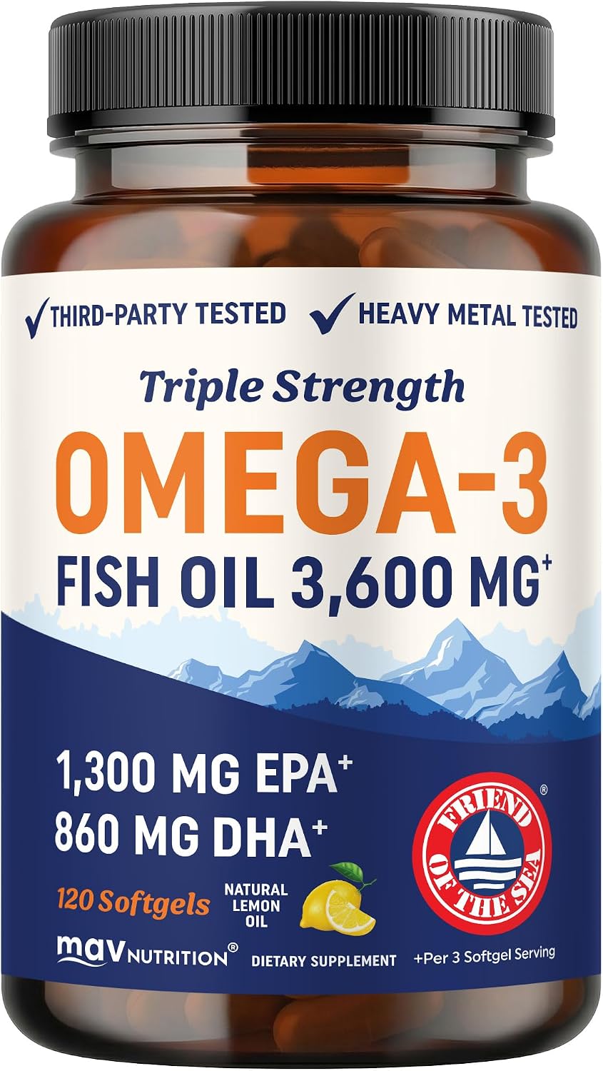 Omega-3 Fish Oil Supplement Bottle 1