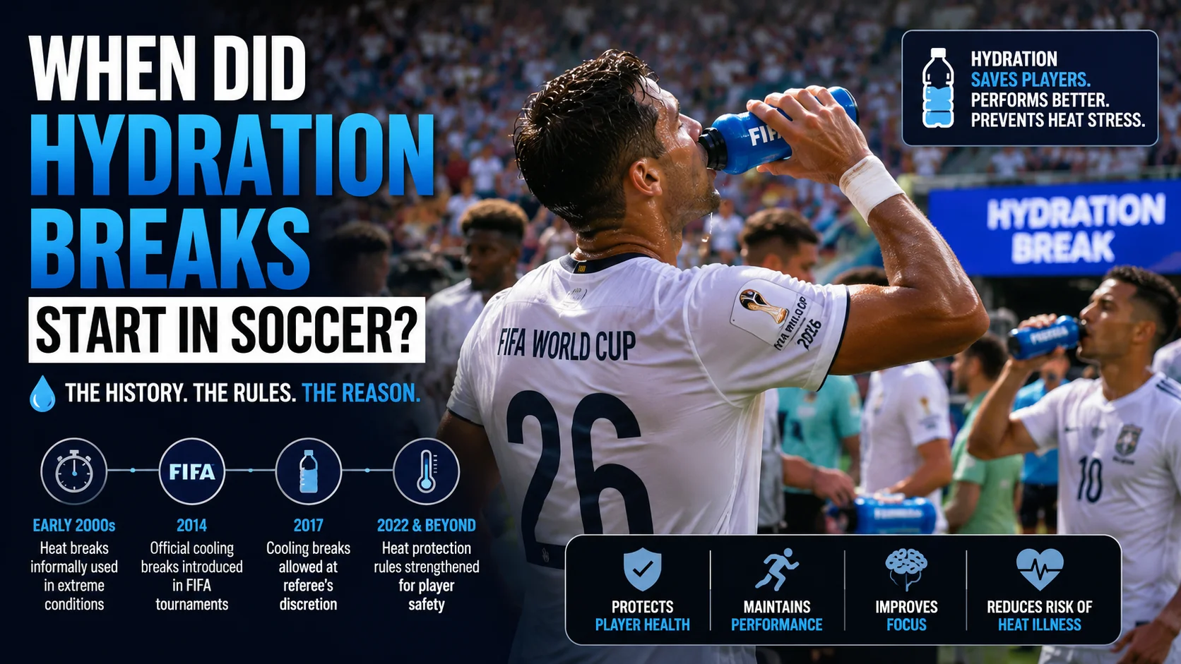 Hydration breaks in soccer history
